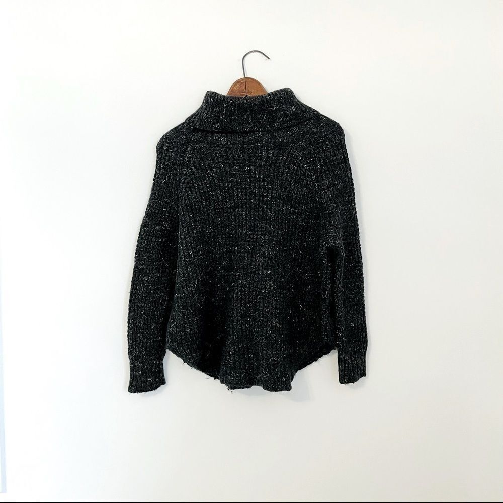 Free People | charcoal chunky knit wool speckled turtleneck sweater